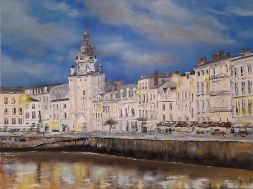 LA GROSSE HORLOGE DU VIEUX PORT DE LA ROCHELLE - VUE DE LA GROSSE HOLORGE ET DU QUAI DUPERRE EN SOIREE
