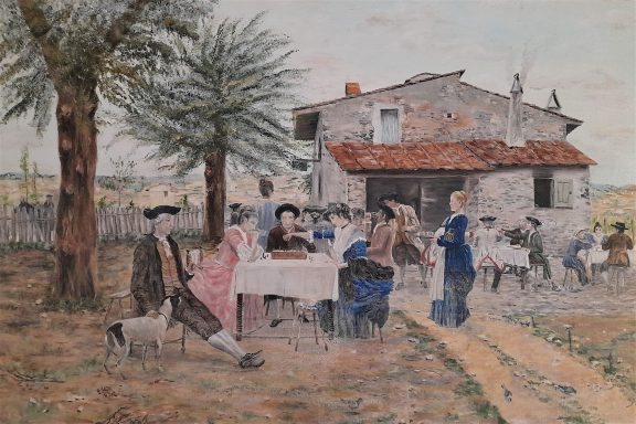 DEJEUNER A L'AUBERGE - TIRE DUNE OEUVRE DE RAFFAELLO SORBI