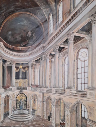 LA CHAPELLE ROYALE DU CHATEAU DE VERSAILLES AVEC SA RICHE ARCHITECTURES, SES FRESQUES ET SA LUMIERE NATURELLE